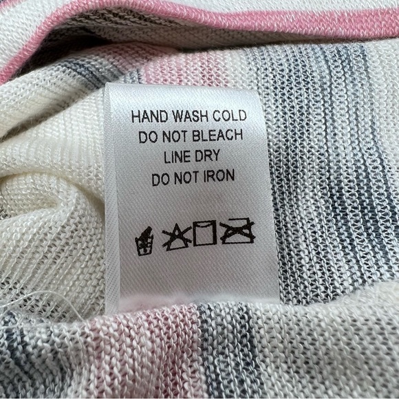 Oddy Pink Gray White Multi Stripe Relaxed Fit 3/4 Sleeve Top 2XL NWT Lightweight - Picture 6 of 11